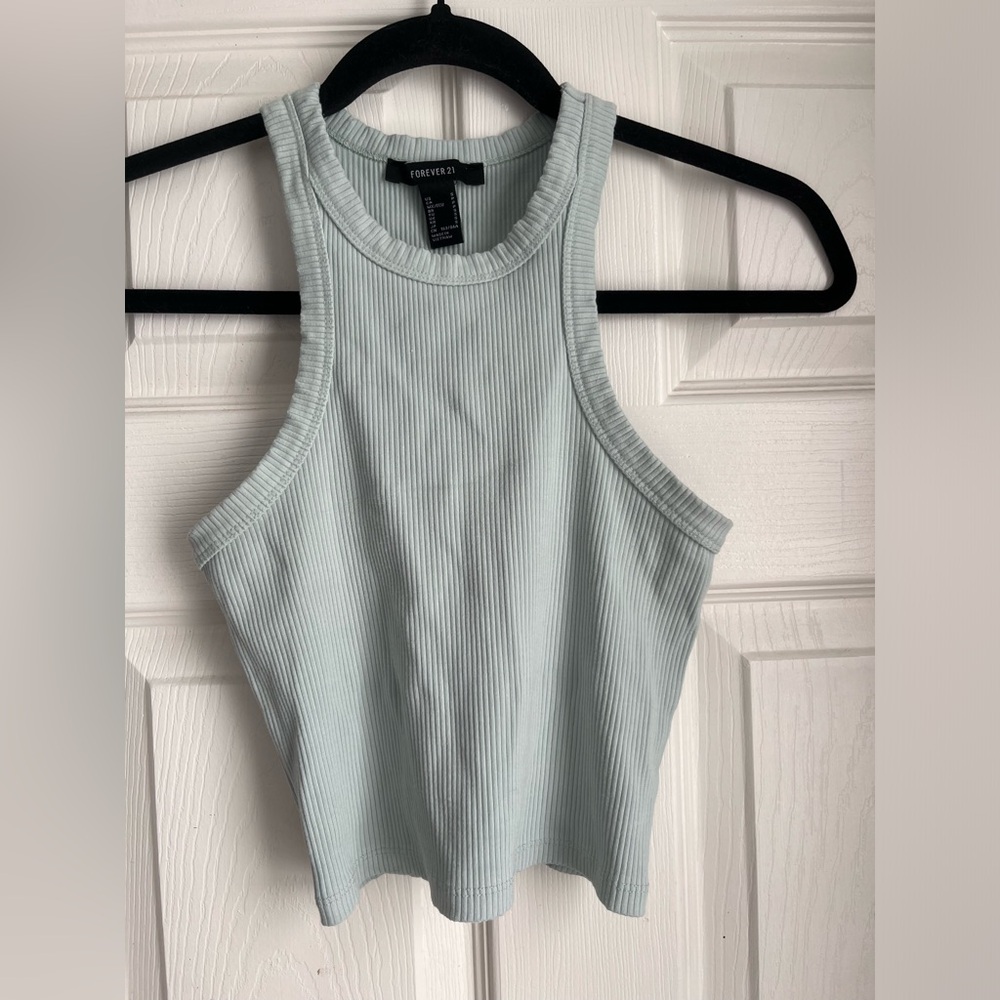 Forever 21 Ribbed Pastel Blue Crop Top